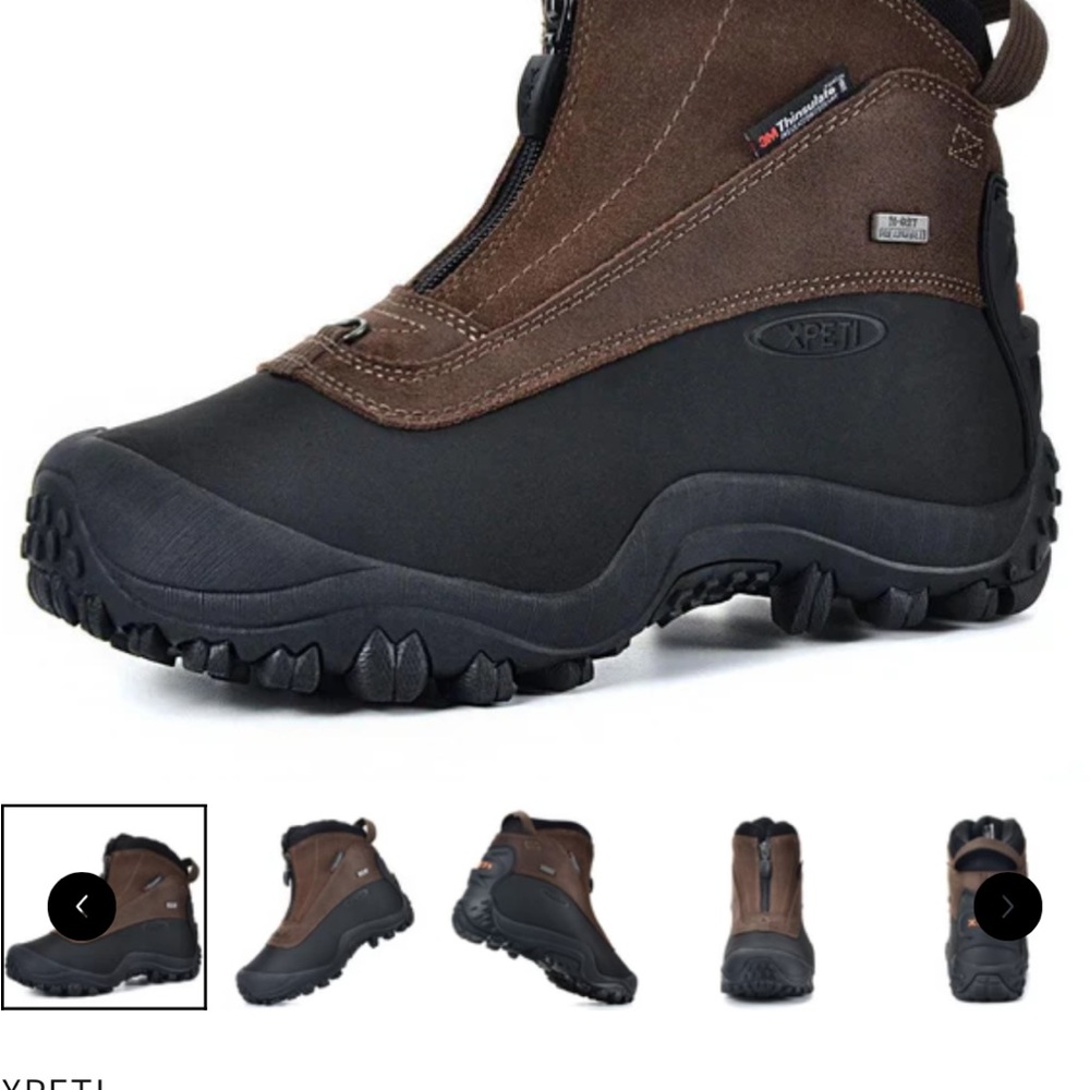 Men's Waterproof Brown and Black Snow Boots